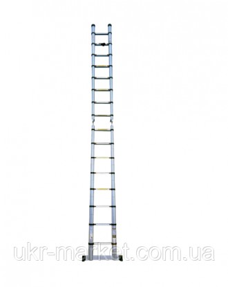 Двухсторонняя телескопическая алюминиевая лестница с шарниром служит для проведе. . фото 3