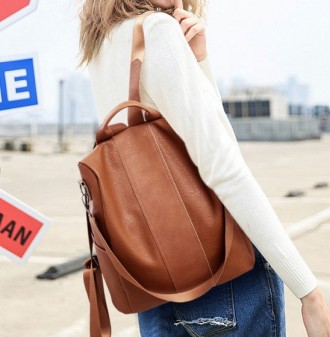 
Женский рюкзак сумка 2 в 1 антивор с карманом на спине, рюкзак-сумка женская че. . фото 10