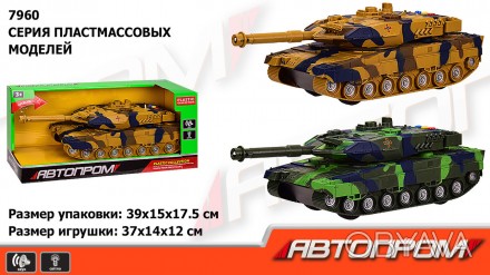 Іграшка танк батар "АВТОПРОМ", 2 кольори, світло, звук,в кор. 39*15*17,5см /24-2. . фото 1