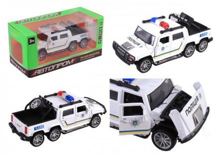 Машина металл "АВТОПРОМ" 1:32 Hummer Pickup-Police ,белый кор. 20,5*10*9,2см 662. . фото 3