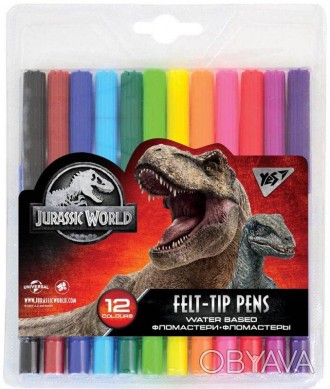 Фломастери YES 12 кольорів "Jurassic World" 
 
Отправка данного товара производи. . фото 1