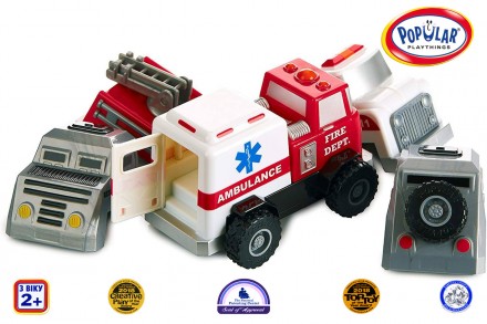 
Детский магнитный конструктор Popular Playthings Build-a-Truck серии Fire and R. . фото 2