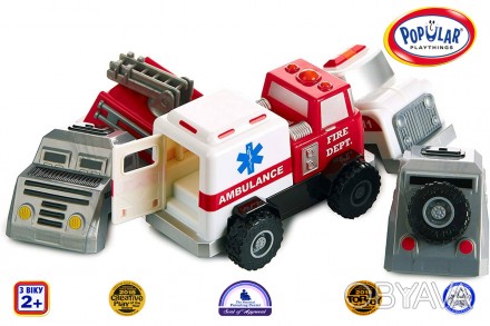 
Детский магнитный конструктор Popular Playthings Build-a-Truck серии Fire and R. . фото 1