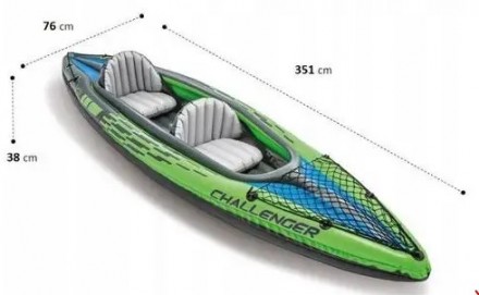 Надувная двухместная, легкая лодка с веслами для спорта и туризма, Challenger K4. . фото 3