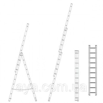 
Алюминиевая трехсекционная универсальная лестница может использоваться как разд. . фото 4