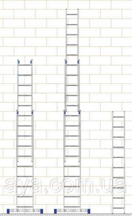 
Алюминиевая трехсекционная универсальная лестница может использоваться как разд. . фото 6