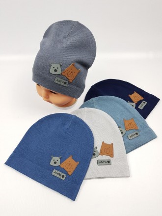  Дитячі польські демісезонні вязані шапки для хлопців, р.44-46, ANPA
	Розмір: 44. . фото 2