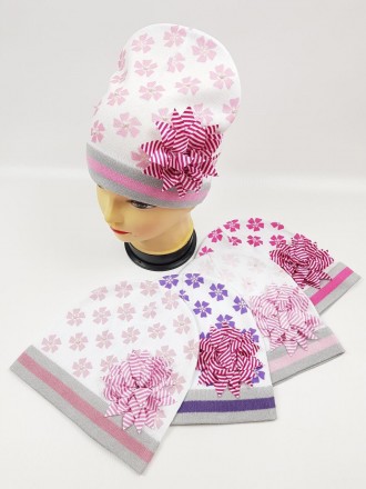  Дитячі польські демісезонні вязані шапки для дівчат, р.48-50, ANPA
	Розмір: 48-. . фото 2