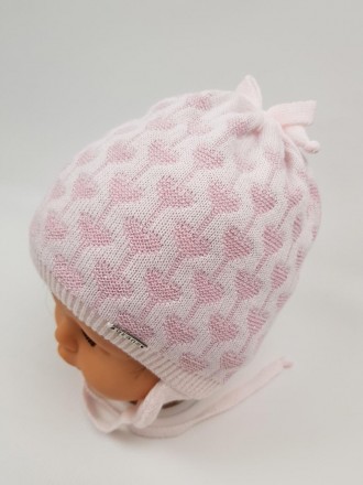 Детские демисезонные вязаные шапки на трикотажной подкладке для девочек оптом, р. . фото 4
