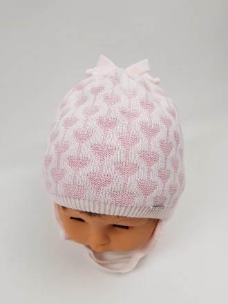 Детские демисезонные вязаные шапки на трикотажной подкладке для девочек оптом, р. . фото 3