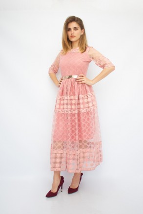 
Стильное женское платье Ons Line, производство Турция. Платье розового цвета. К. . фото 6