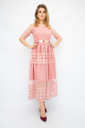 
Стильное женское платье Ons Line, производство Турция. Платье розового цвета. К. . фото 4