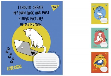 Тетрадь косая Love cats,.25шт. в уп. 765774. Харків. фото 1