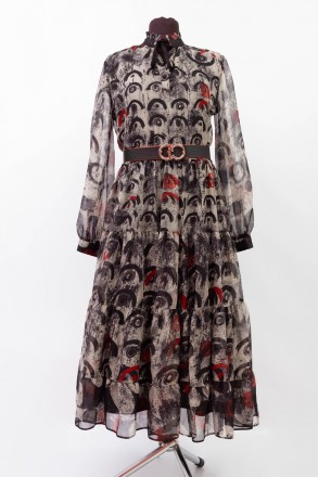 
Оригинальное платье Ladyform серого цвета с абстрактным принтом, производство Т. . фото 2