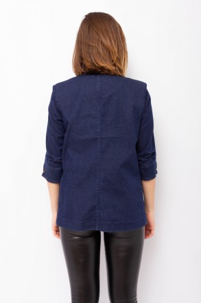 
Джинсовый пиджак Sisline темно-синего цвета с принтом в виде белой надписи. Пид. . фото 5