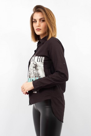 
Легкая рубашка Sheparis черного цвета с принтом в виде фото, производство Турци. . фото 3