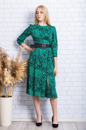 
Стильное платье производство Турция. Платье зеленого цвета с абстрактным принто. . фото 2