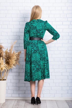 
Стильное платье производство Турция. Платье зеленого цвета с абстрактным принто. . фото 4