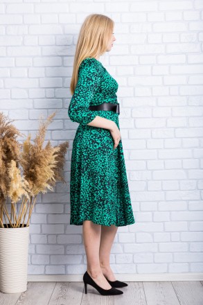 
Стильное платье производство Турция. Платье зеленого цвета с абстрактным принто. . фото 3