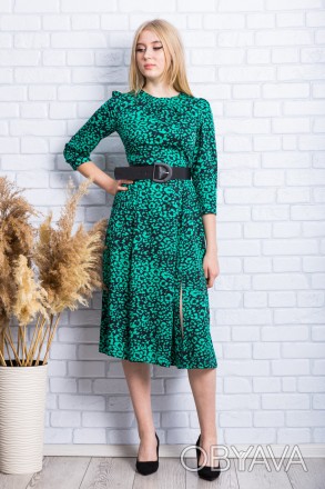 
Стильное платье производство Турция. Платье зеленого цвета с абстрактным принто. . фото 1