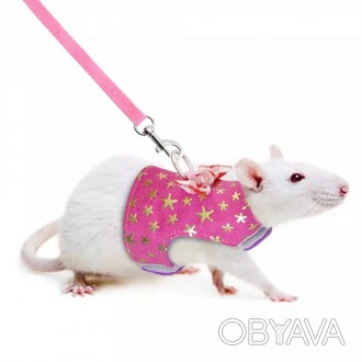 Гламурная шлейка с поводком для выгула крысы в виде мягкой жилетки. Изготовлена . . фото 1