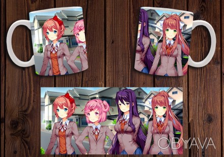 Чашка с принтом Doki Doki Literature Club! непременно понравится поклонникам ани. . фото 1