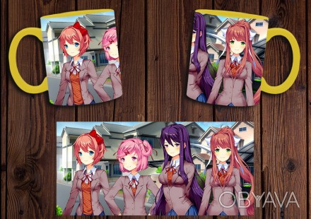 Чашка с принтом Doki Doki Literature Club! непременно понравится поклонникам ани. . фото 1