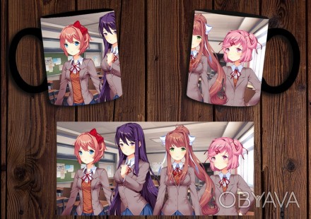 Чашка с принтом Doki Doki Literature Club! непременно понравится поклонникам ани. . фото 1