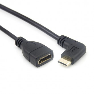 Кутовий кабель Mini HDMI to HDMI Mini HDMI тато HDMI мама лівий кут 90 градусів
. . фото 3