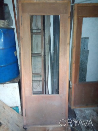 1) Блок дверний глухий у зборі, лутка та каркас дверного полотна із сосни, зовні. . фото 1