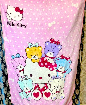 Детский плед - простынь "Hello Kitty" микрофибра. Мягкая нежная простынка в кров. . фото 3