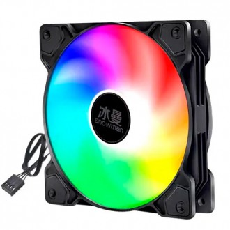 Вентилятор для корпуса 120мм 45фут3/мин 4пин, RGB подсветка, Snowman F120. Ровно. фото 1 Вентилятор для корпуса 120мм 45фут3/мин 4пин, RGB подсветка, Snowman F120. Ровно. фото 1