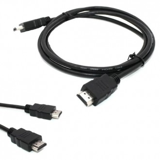 Шнур HDMI, штекер - штекер, Vers-1.4, О6мм, 0.8 м, чорний
 HDMI 1.3 0.8 M
 Шнур . . фото 2