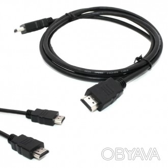 Шнур HDMI, штекер - штекер, Vers-1.4, О6мм, 0.8 м, чорний
 HDMI 1.3 0.8 M
 Шнур . . фото 1