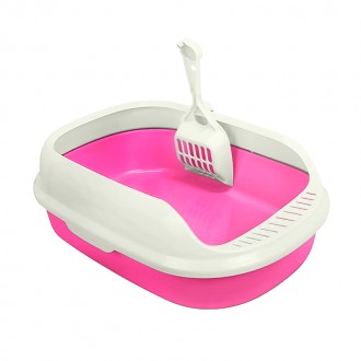 Туалет для кошек с лопаткой Taotaopets 40х29х13.5 см Pink (8920-35967). . фото 2