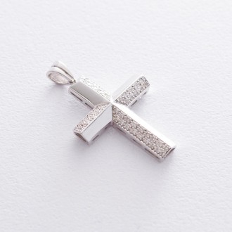 Золотой крестик с бриллиантами 
 Металл:белое золото 585"
 Вставка: бриллиант - . . фото 2