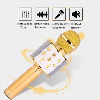 Беспроводной микрофон караоке bluetooth WS858 Karaoke Gold
Беспроводной караоке . . фото 5