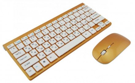  Беспроводная клавиатура золотая, ультратонкая и оптическая мышка – стильный и у. . фото 4