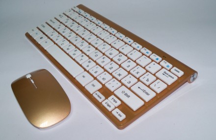  Беспроводная клавиатура золотая, ультратонкая и оптическая мышка – стильный и у. . фото 11