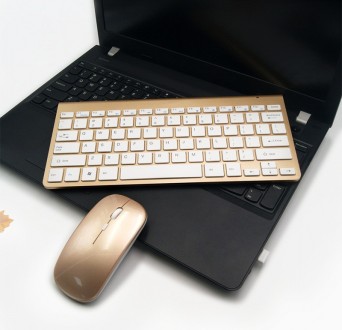  Беспроводная клавиатура золотая, ультратонкая и оптическая мышка – стильный и у. . фото 9