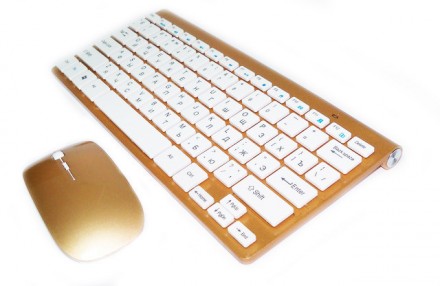  Беспроводная клавиатура золотая, ультратонкая и оптическая мышка – стильный и у. . фото 8