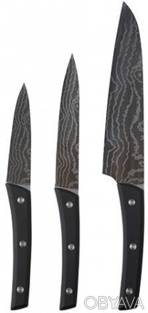 Набор ножей Mathieu, лезвия из нержавеющей стали с фактурой дамасской стали. 
 В. . фото 1
