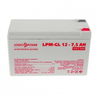 Описание аккумулятора LogicPower LPM-GL 12 - 7.5 AH
Аккумулятор гелевый LPM-GL 1. . фото 2