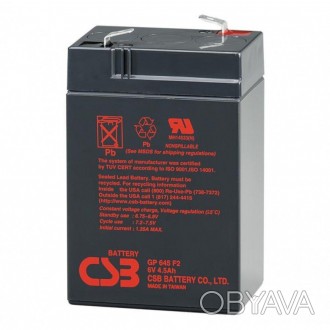 Описание аккумулятора AGM CSB GP645 6V 4.5Ah
Аккумулятор свинцово-кислотный AGM . . фото 1