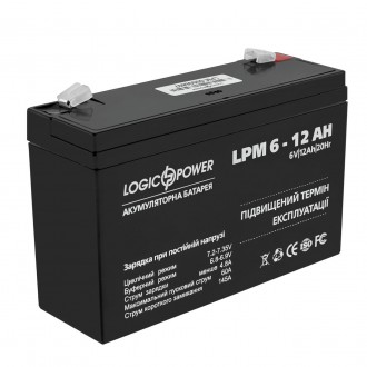 Описание аккумулятора AGM LogicPower LPM 6-12 AH
Низковольтные аккумуляторы AGM . . фото 2
