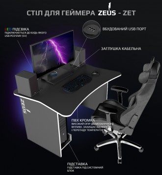 Ігровий стіл ТМ ZEUS «ALT-1»!
Недорогий геймерський стіл з ергономічними властив. . фото 6