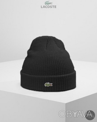 
Lacoste Turned Edge Ribbed Wool Beanie•Класична шапка від знаменитого бренду.•П. . фото 1