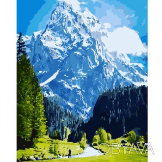 Набор для росписи по номерам VA-2796 "Голубые горы и зеленое поле", размером 40х. . фото 1