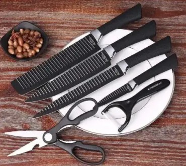 
Набір ножів 6 в 1 кухонних із неіржавкої сталі Everrich H-004
 
 
Набір ножів 6. . фото 10