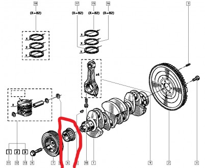 Шестерня колінвала Рено 19 та інші
двигун F2N, F3N, 1.7-1.8-1.9-2.0л
оригінал . . фото 4